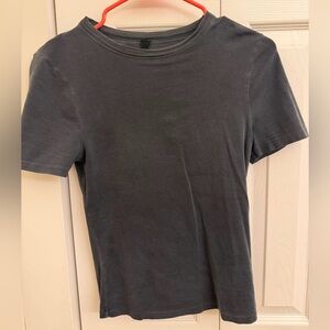 SKIMS Short Sleeve Crewneck Tee & Biker Shorts in Charcoal Gray